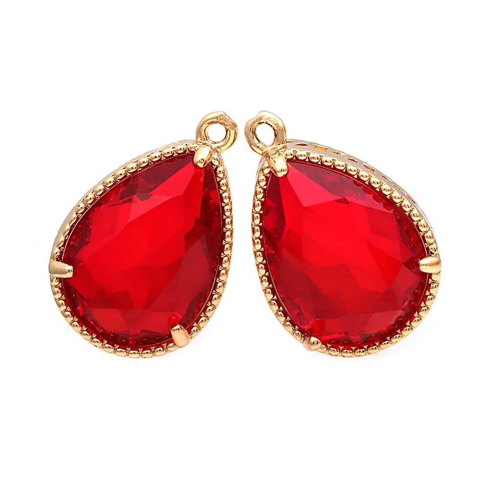 6PCS 18K Gold Color Glass Drop Shape Charms Pendants High Quality Necklace Earrings Diy Accessories Rosediy Official Website