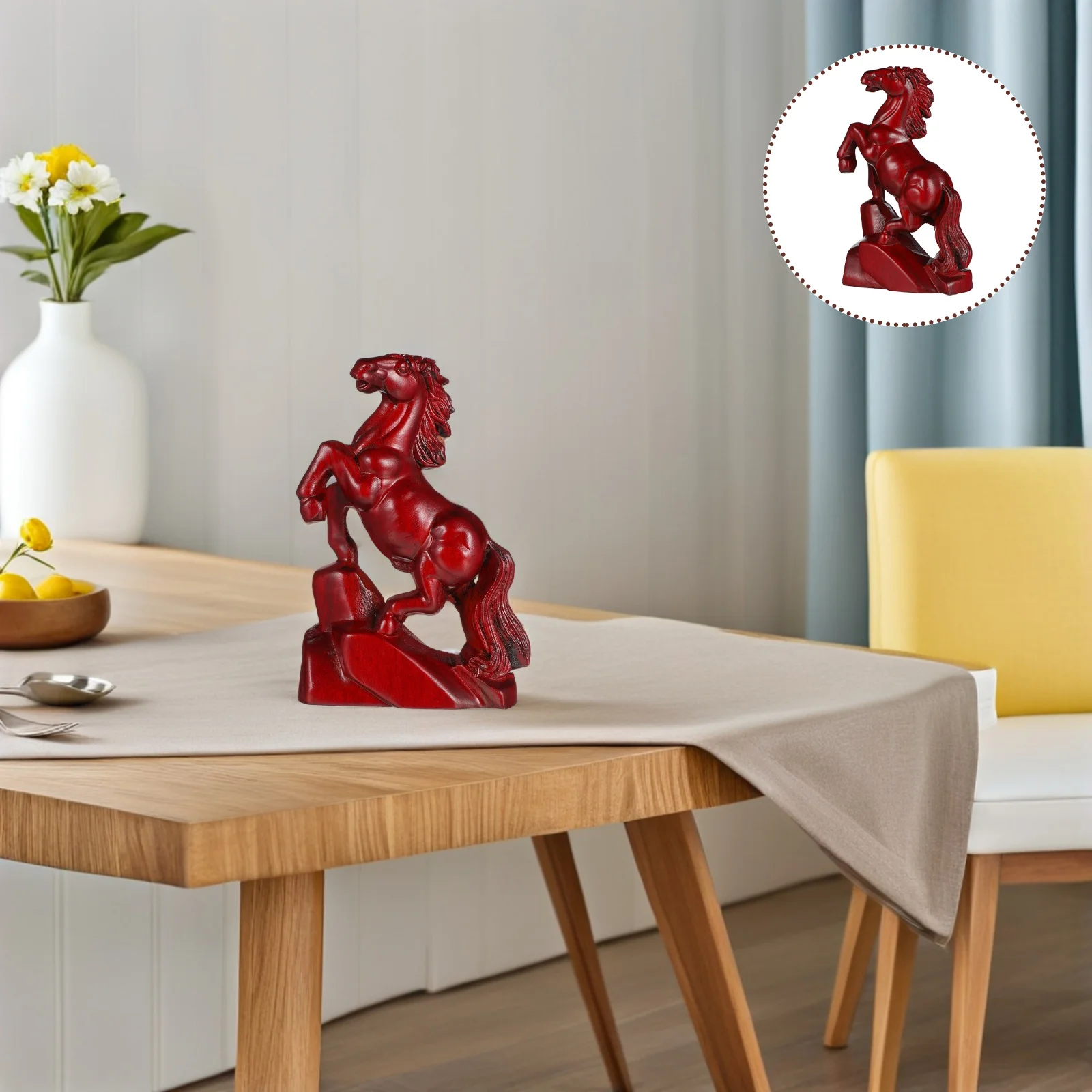 

Crafted Wooden Horse Ornament Exquisite Design for Living Room Bedroom Corridor Kitchen Decoration Standing Horse Statue