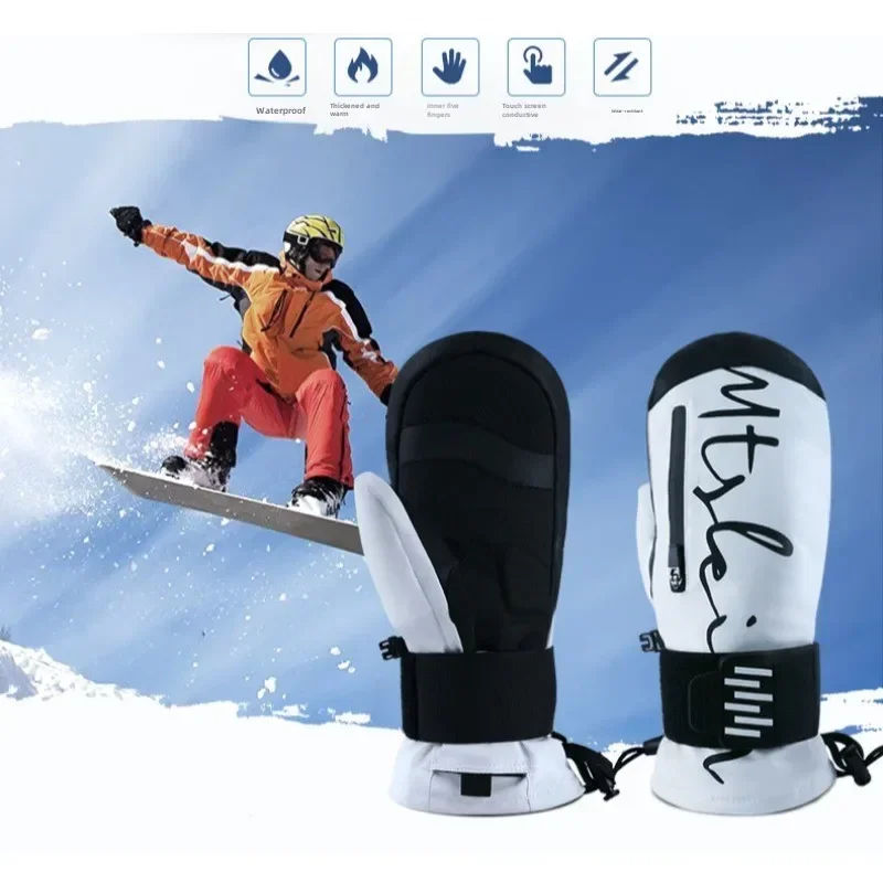 2024, neue Skihandschuhe im Inneren, Handgelenkschützer, Ski- und Snowboard-Handschuhe, wasserdichte Winter-warme Skihandschuhe mit integriertem Handgelenkschutz, Geschenk