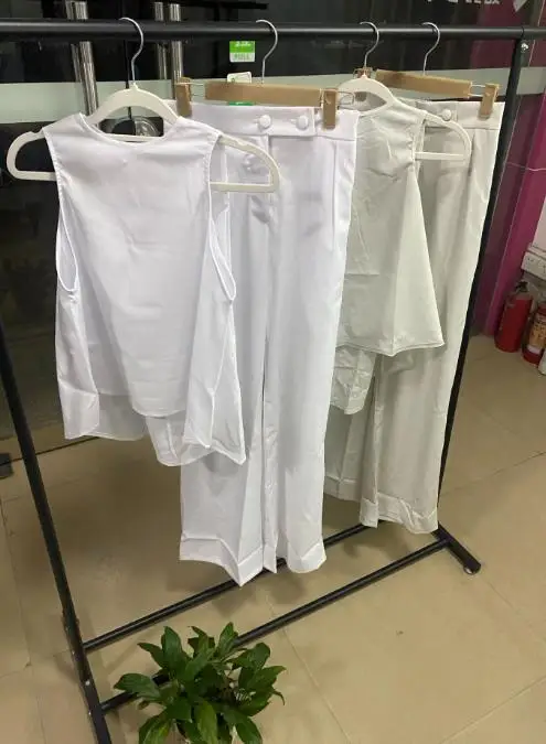 

Women's Two-Piece Set 2025 Fashion Spring Summer Loose Fitting Sleeveless Top Wide Leg Casual Pants Solid Color Two-Piece Set