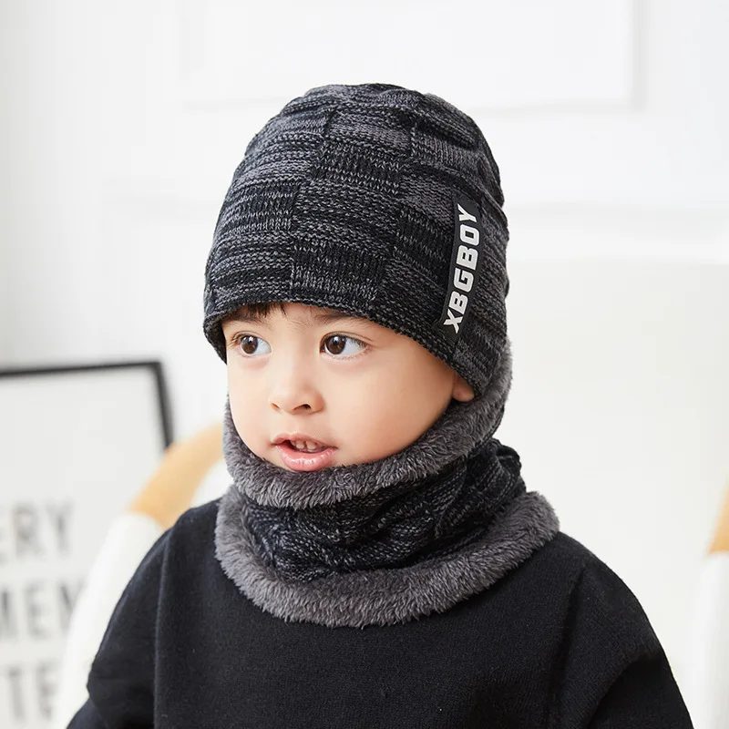 Conjunto de gorro y bufanda de punto con forro polar para niños y niñas, gorro cálido de invierno, 5, 6, 7, 8, 9, 10, 11 y 12 años