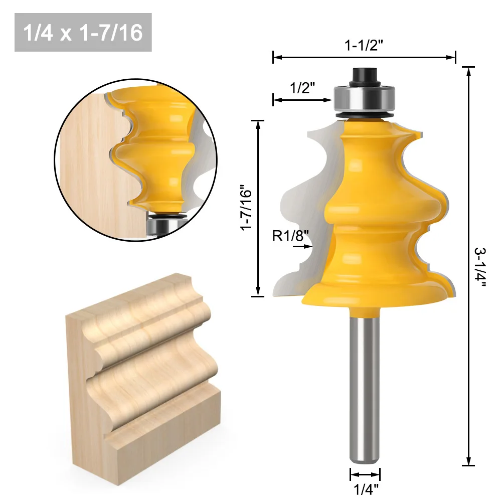 1 buah 6mm 1/4Shank Router cetakan arsitektur Bit pisau garis pekerjaan kayu pemotong Tenon untuk alat pertukangan