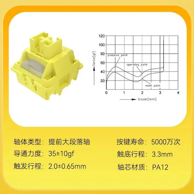 OUTEMU Pear Switch HP Tactile Light Pressure Sound Stones 5pins 35g Hot Swap Mechanical Keyboard Switches For Word Coding Games