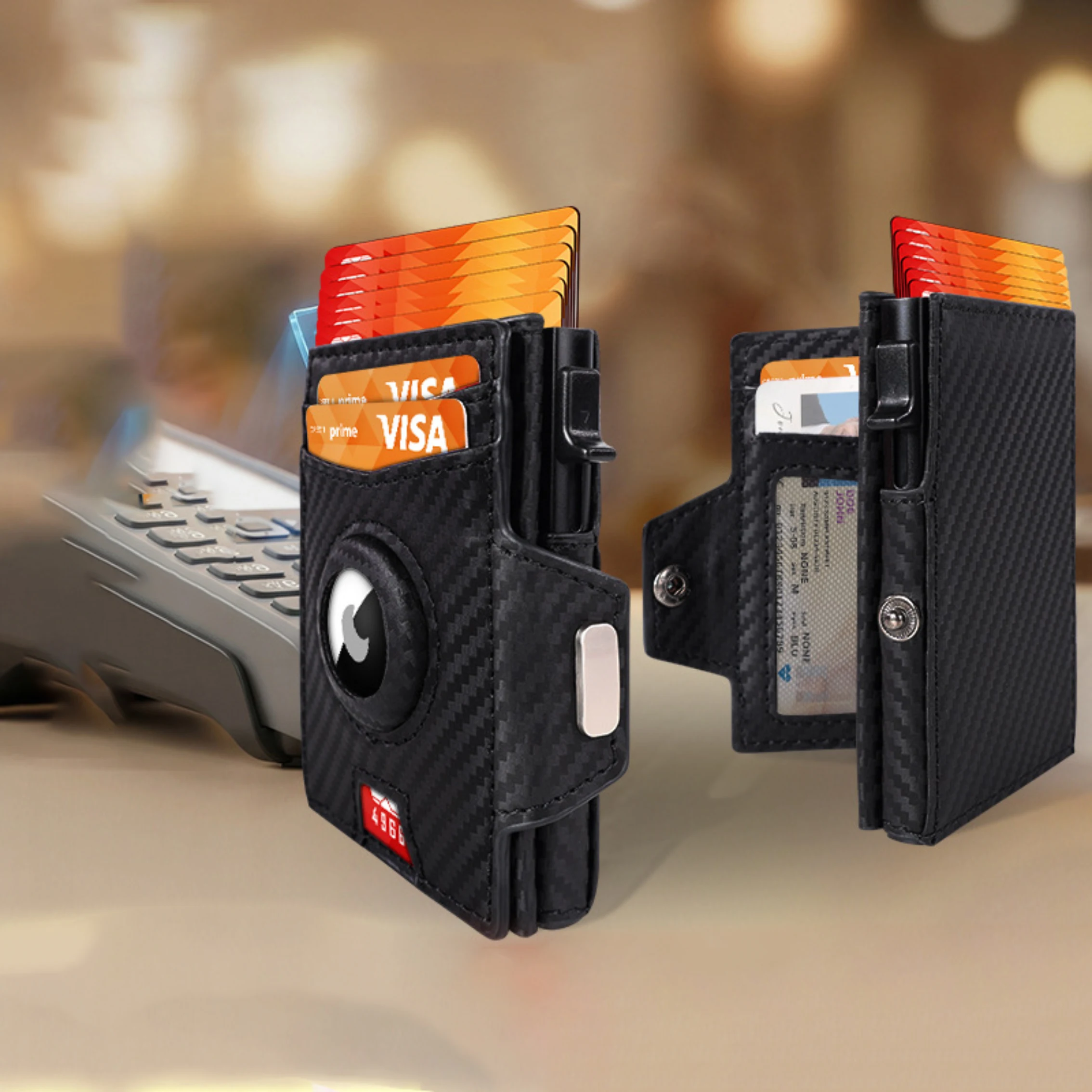 Aluminum alloy card box multifunctional wallet cover anti magnetic RFID side push magnetic card bag