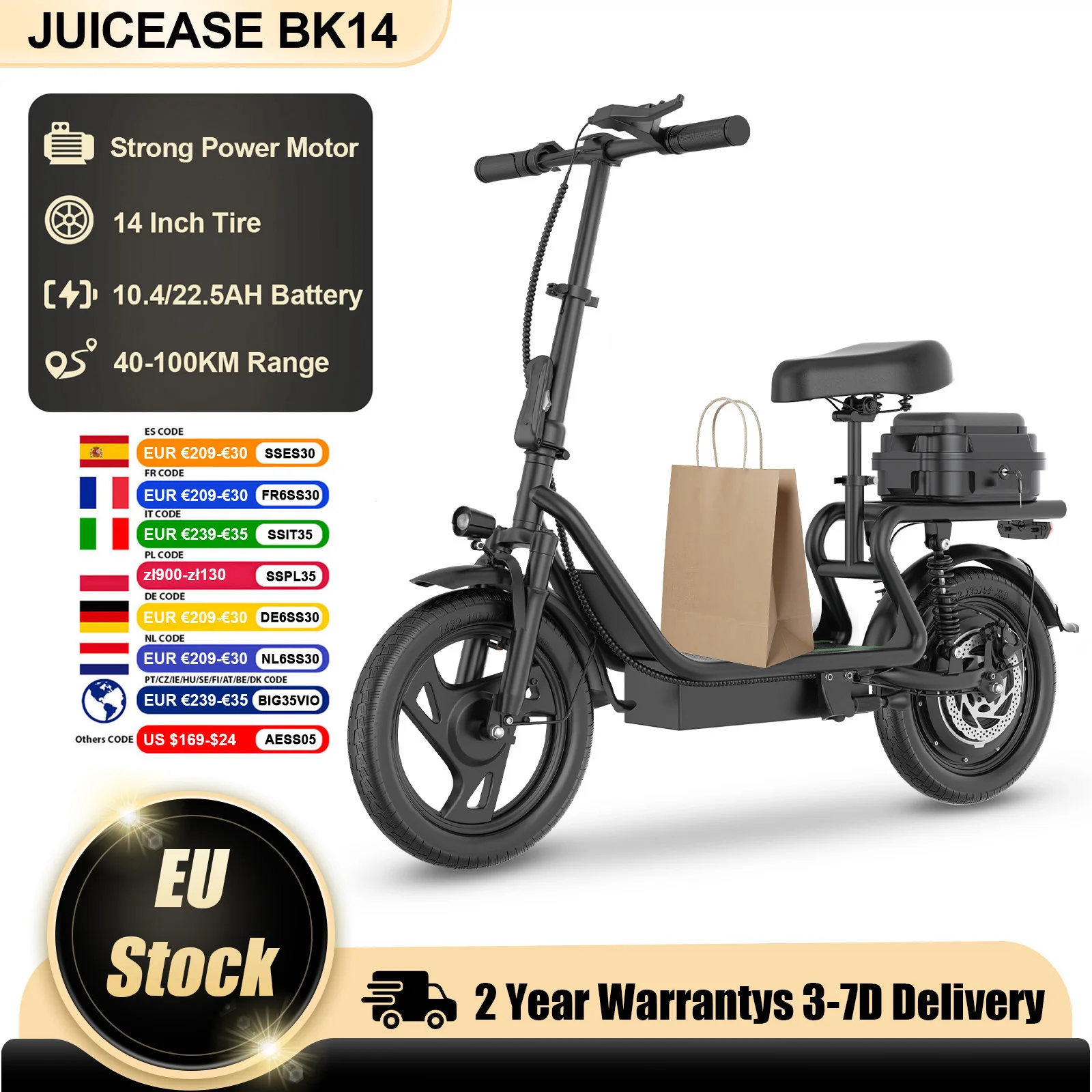 JUICEASE BK14/BK14 PRO Elektrofahrrad 40/100KM Super Lange Reichweite Erwachsenen-E-Bike APP-Steuerung 14 Zoll Fat Tire Mountain E-Bike