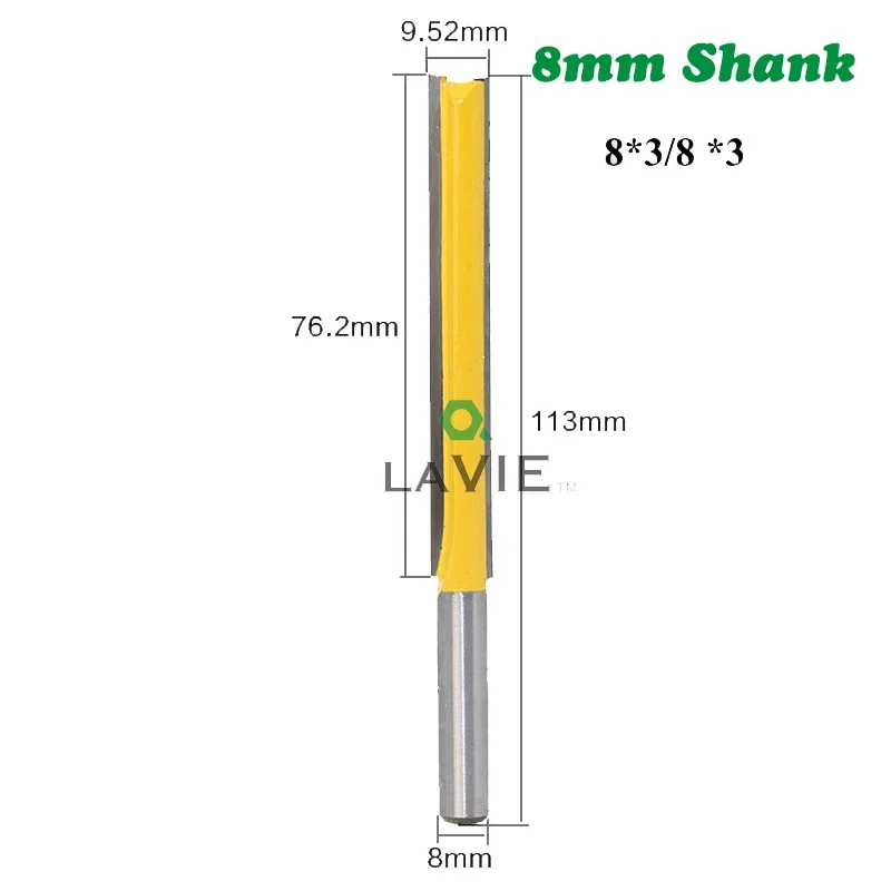 1PC 8MM Shank Milling Cutter Wood Carving 50mm 77mm Long Straight Router Bit 1/2