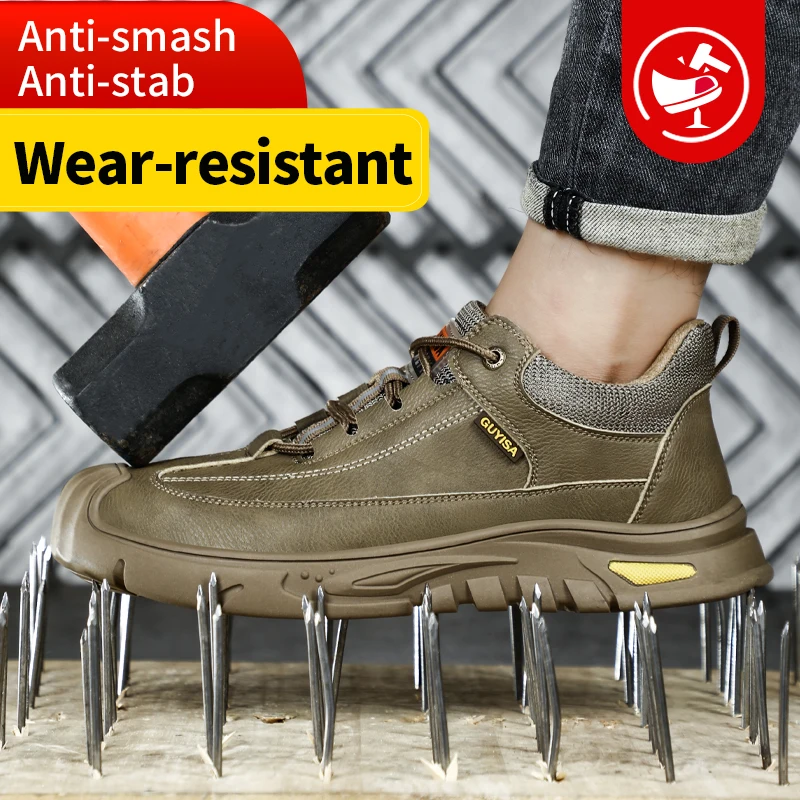 Men\'s Safety Shoes Anti smashing Anti piercing Wear Resistant High Elastic Breathable Soft Construction Site Work Shoes