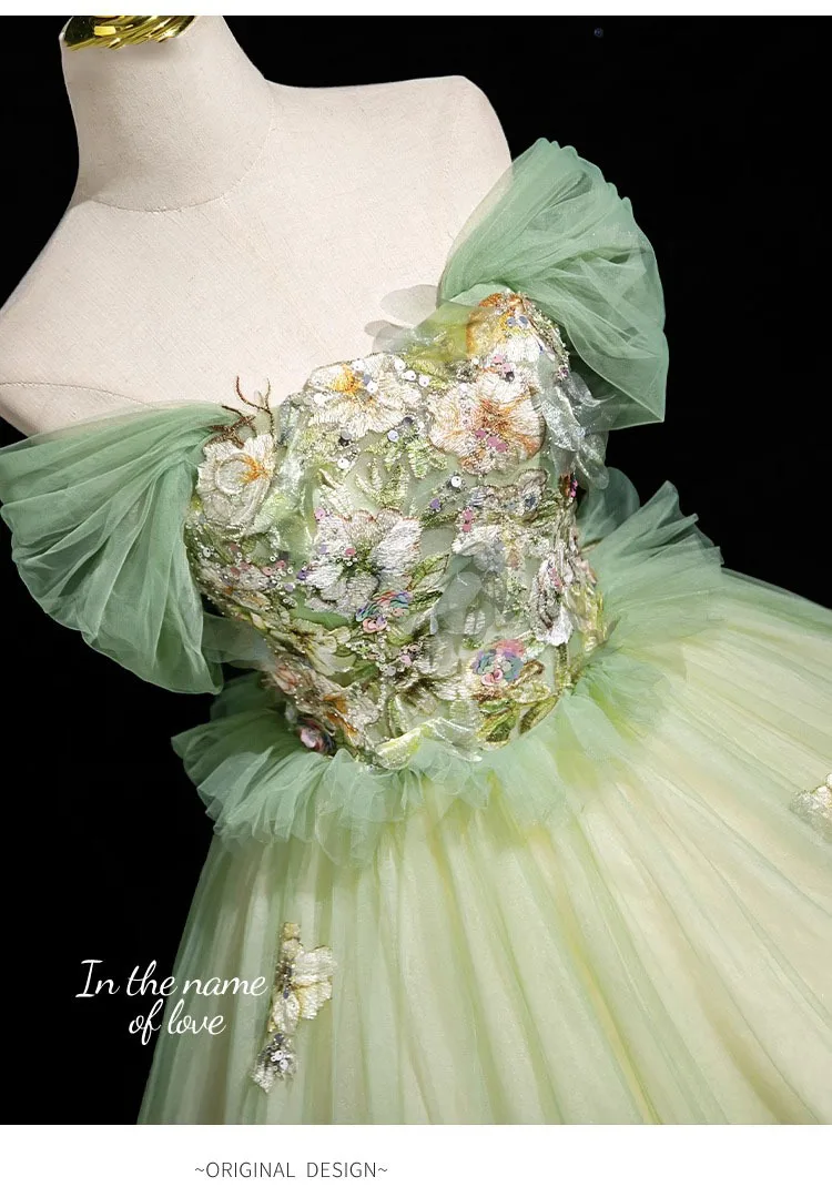 ลูกไม้สีสันAppliquesเลื่อมTulle Quinceaneraชุด 2025 ปิดไหล่RufflesพรหมชุดราตรีชุดราตรีRobes 15 ปี