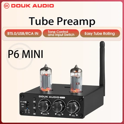 Imagen 1 del producto Douk Audio HiFi Bluetooth 5,0 válvula preamplificador de tubo receptor estéreo reproductor USB preamplificador de escritorio para el hogar con Control de graves agudos