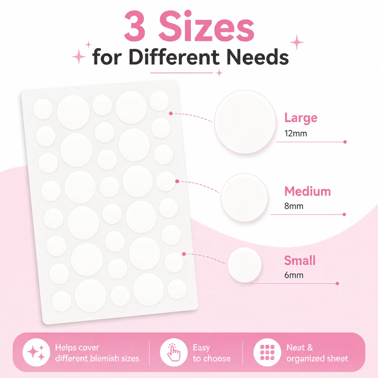 108PCS Hydrocolloid Blemish Patches White Round Dot Invisible Spot Cover Ultra Thin Face Stickers Day Night Care