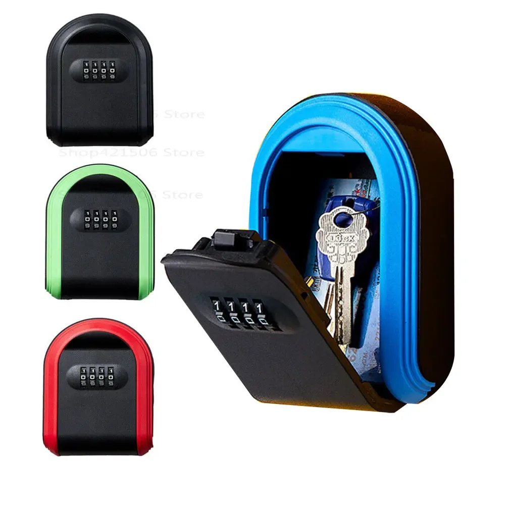 Wall Mounted Key Storage 4 Digital Combination Password Security Code Lock Key Lock Box For Home Office Storage Box Organizer