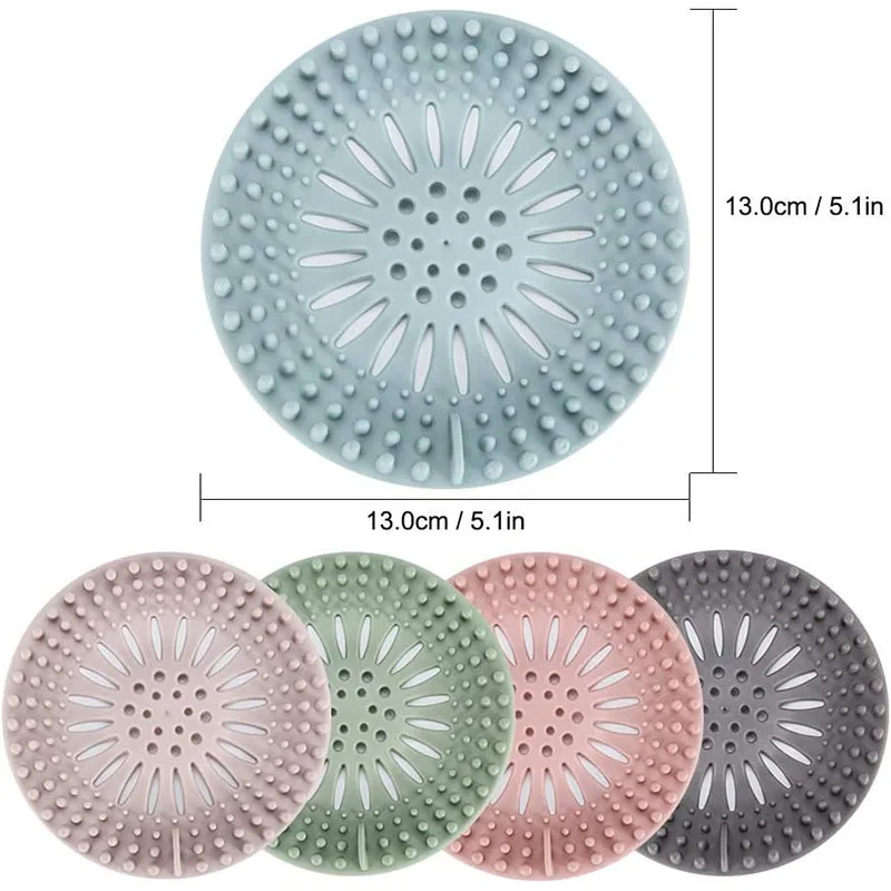 Hair Silicone Drain Strainer Shower Catcher Hair Sewer Filter Floor Drain Strainer Kitchen Deodorant Plug Bathroom Accessories