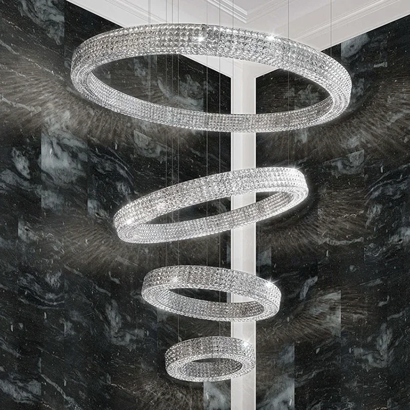 

Postmodern Light Luxury Living Room Bedroom Dining Round Crystal Chandelier Personality Design Sales Department