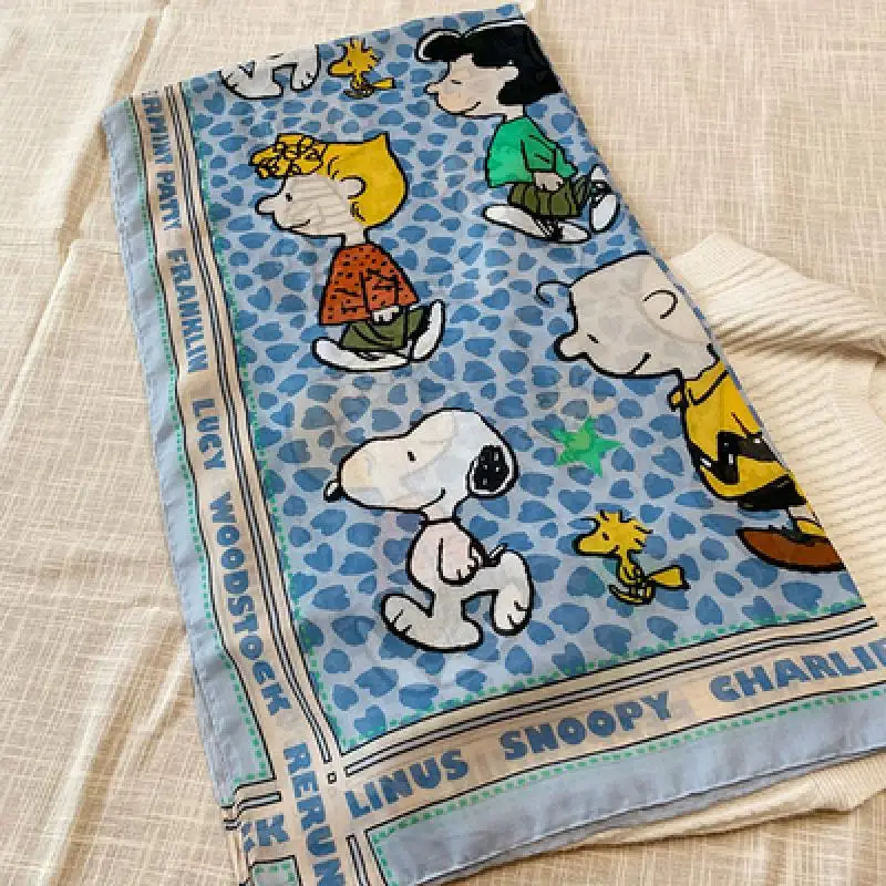 New Snoopy Autumn/winter Cartoon Outdoor Warm Multifunctional Printing Square Scarf Kawaii Anime Plush Girls Birthday Gifts