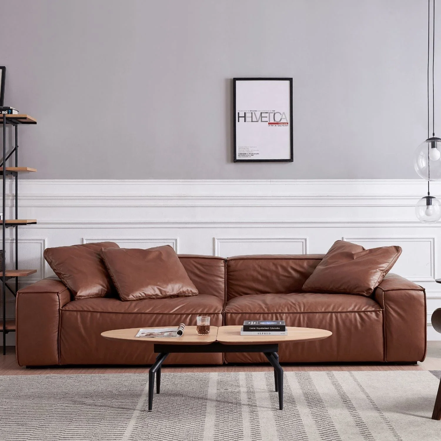 

Modern Italian Style 2 Seaters Leather Leisure Sofa Living Room Modular Sectional Sofa