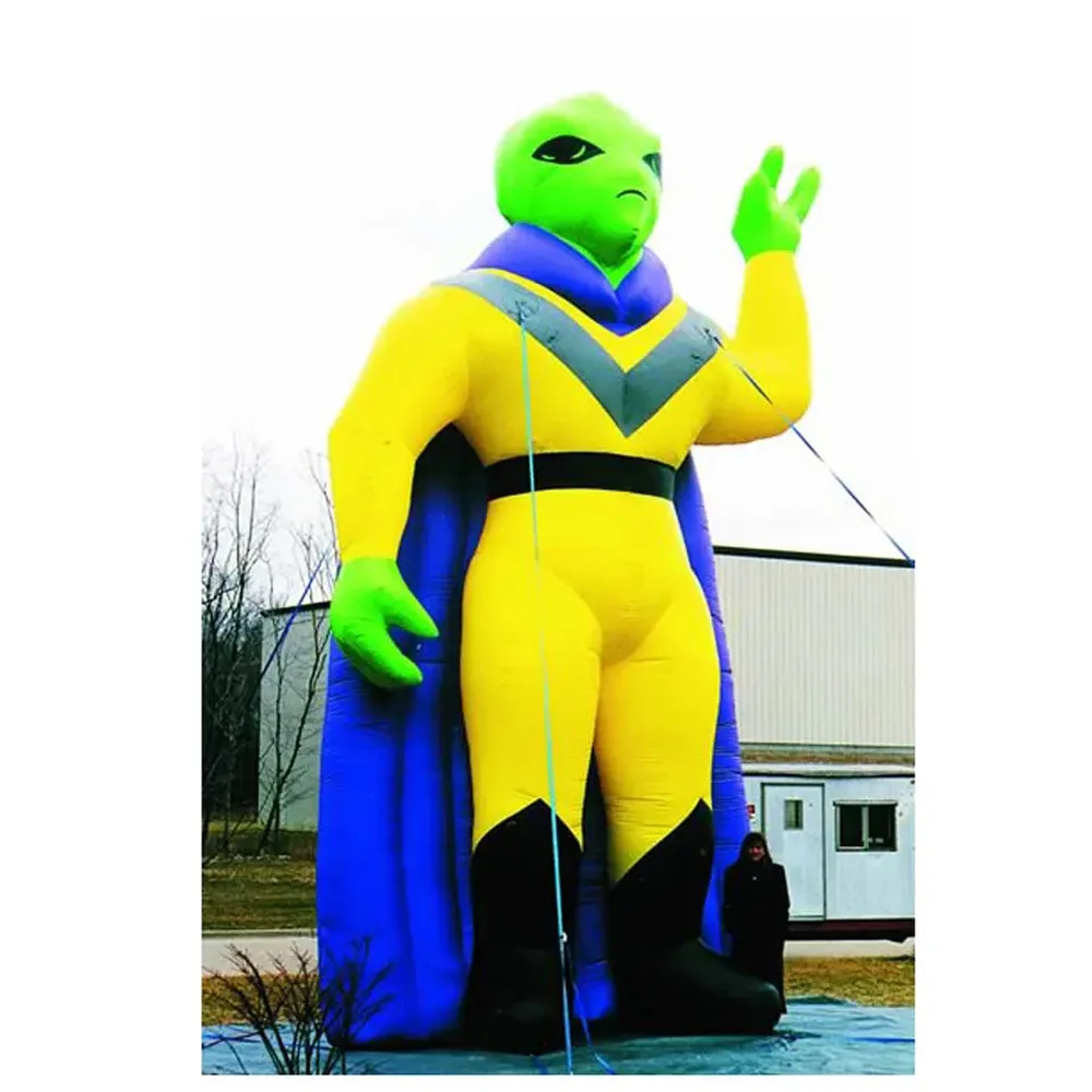 wholesale Custom Giant Inflatable Alien Balloons With Purple Cape Halloween Party Decoration UFO Alien Cartoon