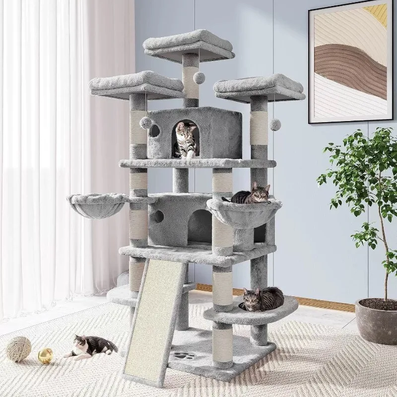 

Multifunctional Luxury Cat Tree Villa, Extra Large Multi-Level with Condo, Perches & Scratching Posts | Premium Pet Furniture