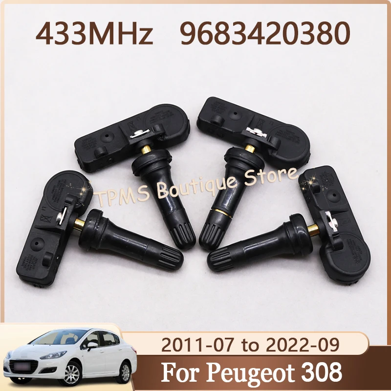 

4pcs 433MHz 9683420380 TPMS Tire Pressure Monitor System Car Accessories For Peugeot 308 5008 3008 RCZ Citroen Berlingo C4
