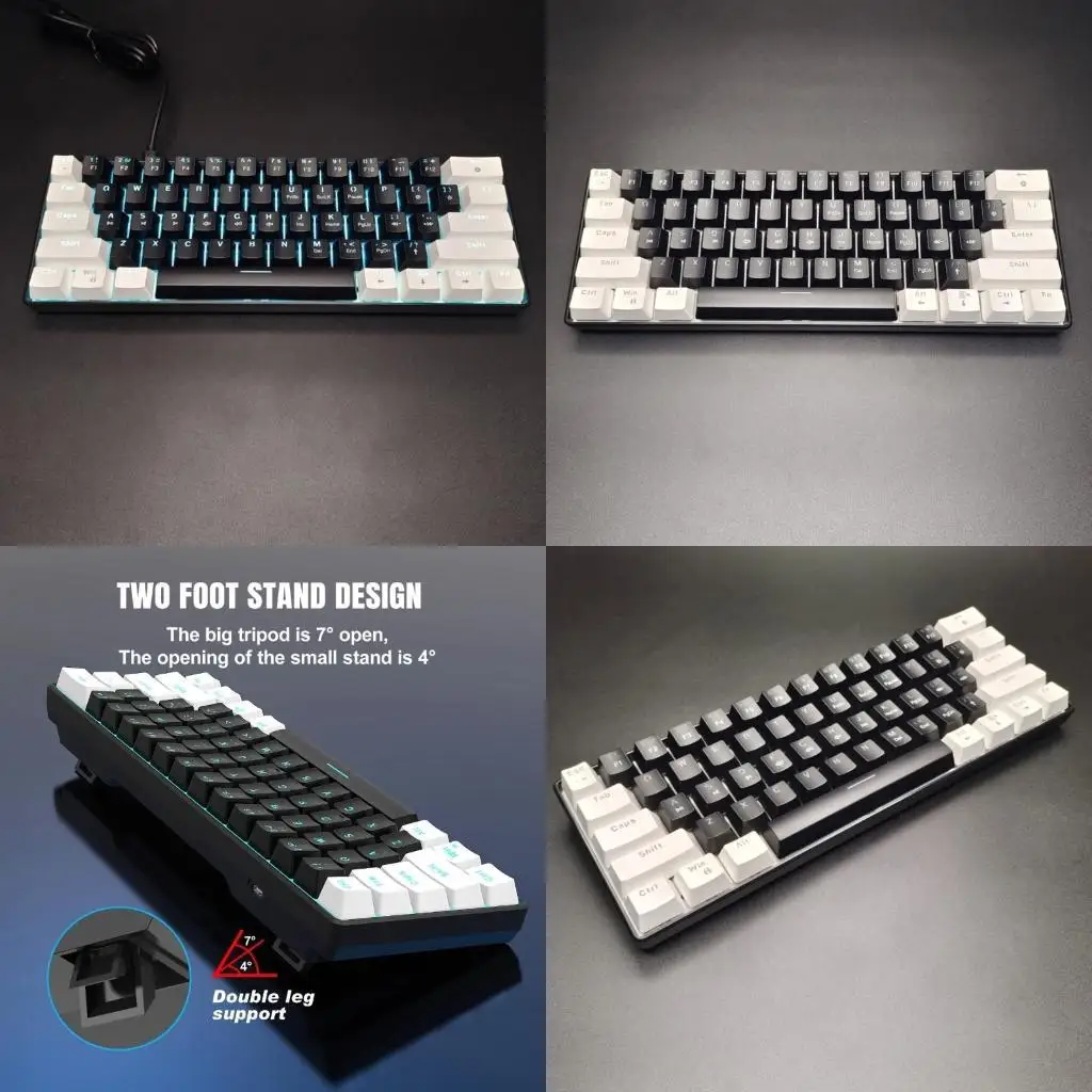 

900F Mini Gaming Mechanical Keyboard 61 Keys RGB Wire Gaming Keyboard 60% Ergonomics Keyboards for PC Laptop Accessories