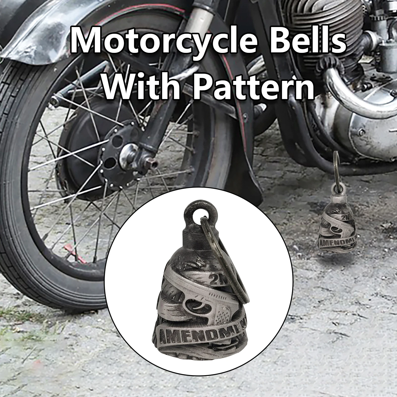 Motorcycle Bell Guardian Angel Drive Away Gremlin, 3D 2ND AMEMNDMENT Biker Bell for Men Women Rider Riding, Good Luck Gift
