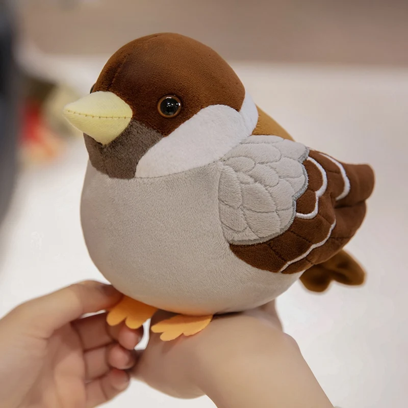 Jouet en peluche moineau rond réaliste, poupée d'animal en peluche, oreiller d'oiseau doux, cadeau de Simulation mignon pour filles et garçons, anniversaire