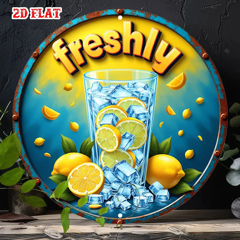 2D Flat - One-Piece 2D Flat Round Wall Decoration Featuring Citrus Slices, Perfect for Refreshing Themes. This Durable Decor,