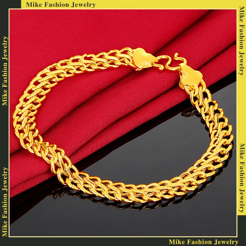 18K Alluvial Gold Smooth 9mm Beads Bracelet  60cm Women Man Fine Jewelry Wholesale Personality Trend Bead Chain Bracelets