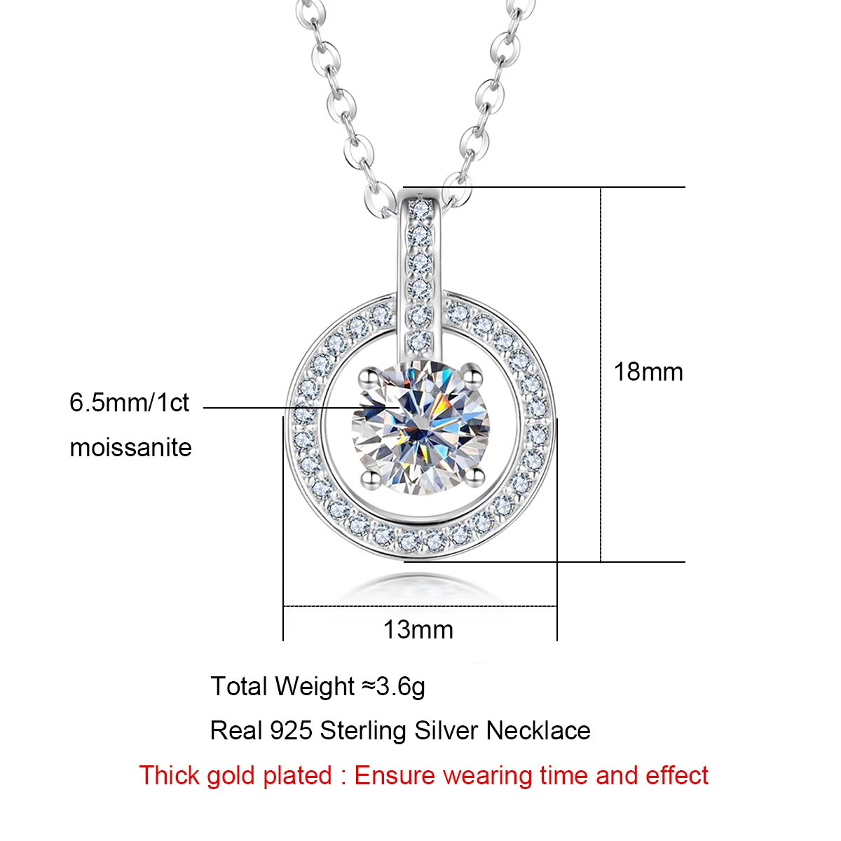 AnuJewel 1 Carat D Color  Moissanite Diamond Luxury Pendant Necklace 925 Sterling Silver Necklace Fine Jewelry Wholesale