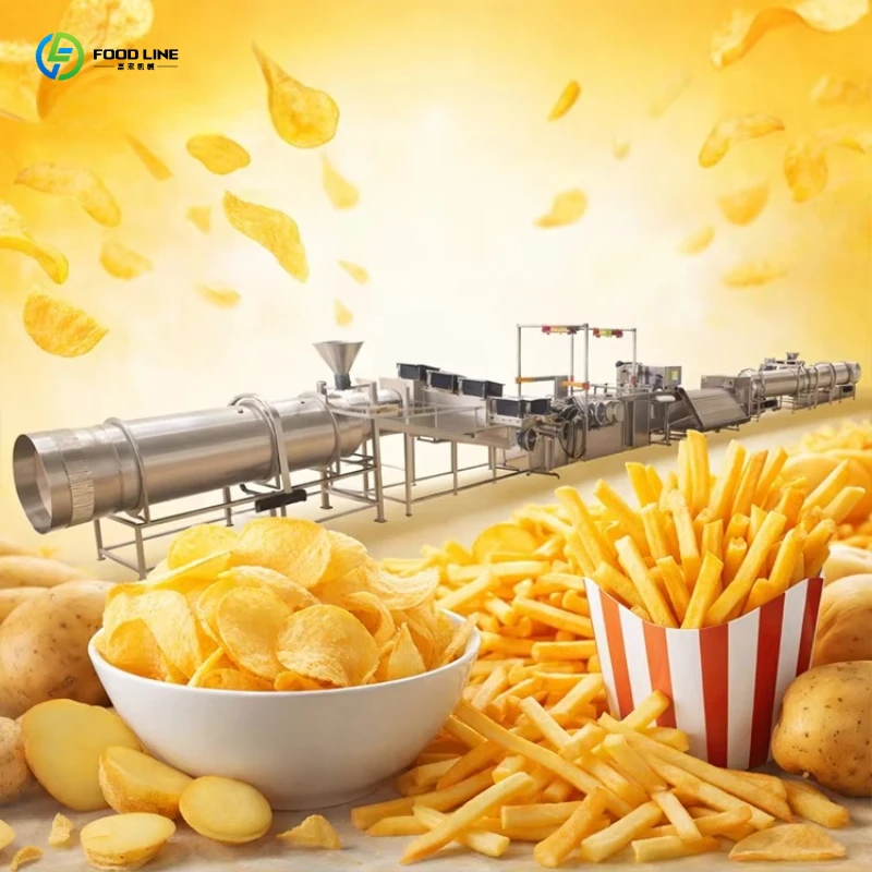 2026 New PLC Controlled Fries Line, Potato Cutting & Frying, 2000kg/h, Auto Oil Filter, for Industrial Frozen Food Customized
