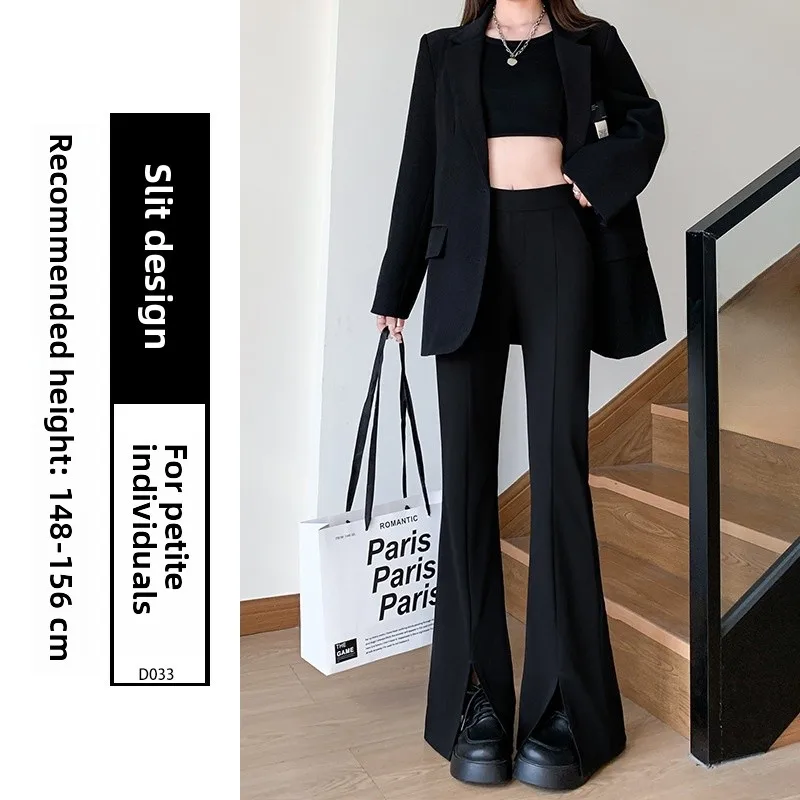 Black Flared Pants Women's 2026 New Autumn Small Size Large plus Size High Waist Slimming Suit  Hoof Flared Pants