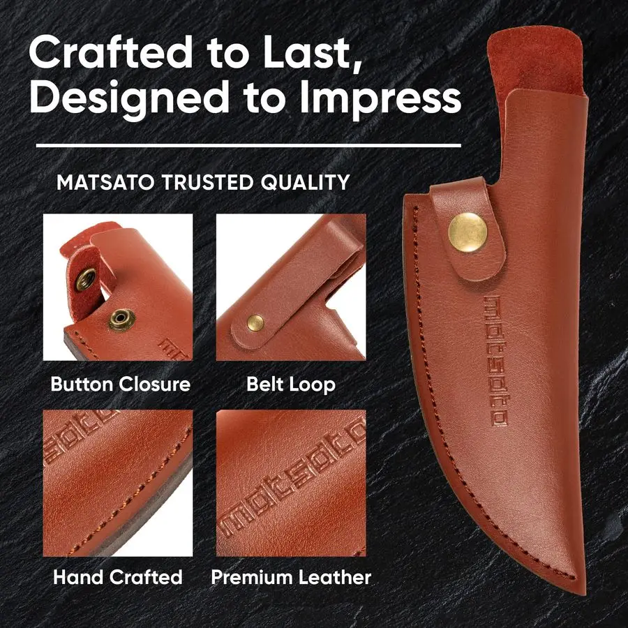 

Chef Knife with Premium Leather Sheath Japanese Steel Kitchen Knife for Home amp Cooking, Christmas Gift Set for Men or Women, K