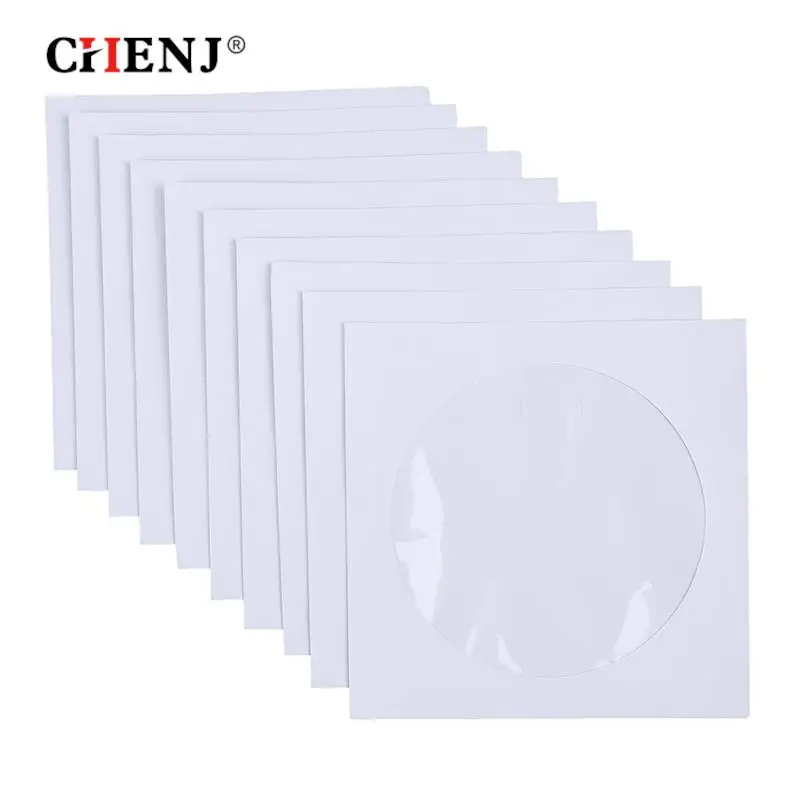 Envelopes Storage Clear Window Case Flap White Folded Paper Bag 10/50PCS 12.5CM CD DVD Disc Paper Sleeves