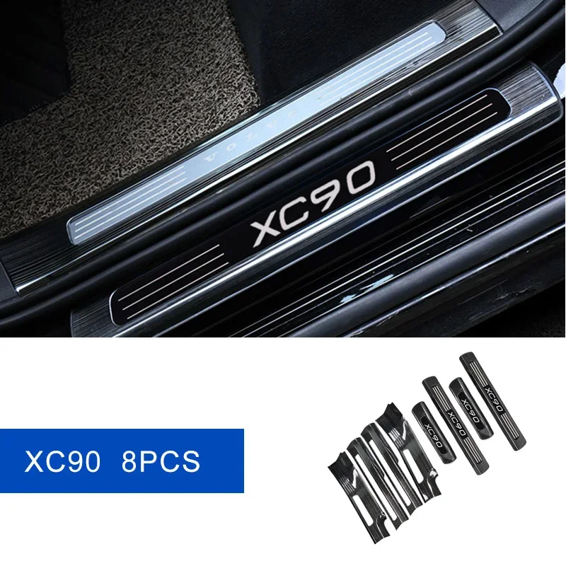 For Volvo XC90 2015-2024 Exterior Door Sill Strip decoration Scuff Guard Plate Sticker Stainless Steel Accessories Car Styling