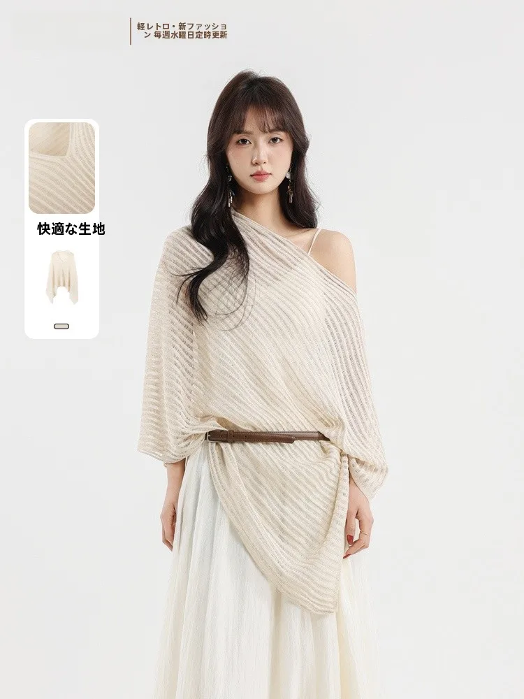 

Fashionable Casual Knitted Sweater Shawl Simple Design Spring 2026 Elegant Style V-Neck Long Sleeve Women's Knitwear