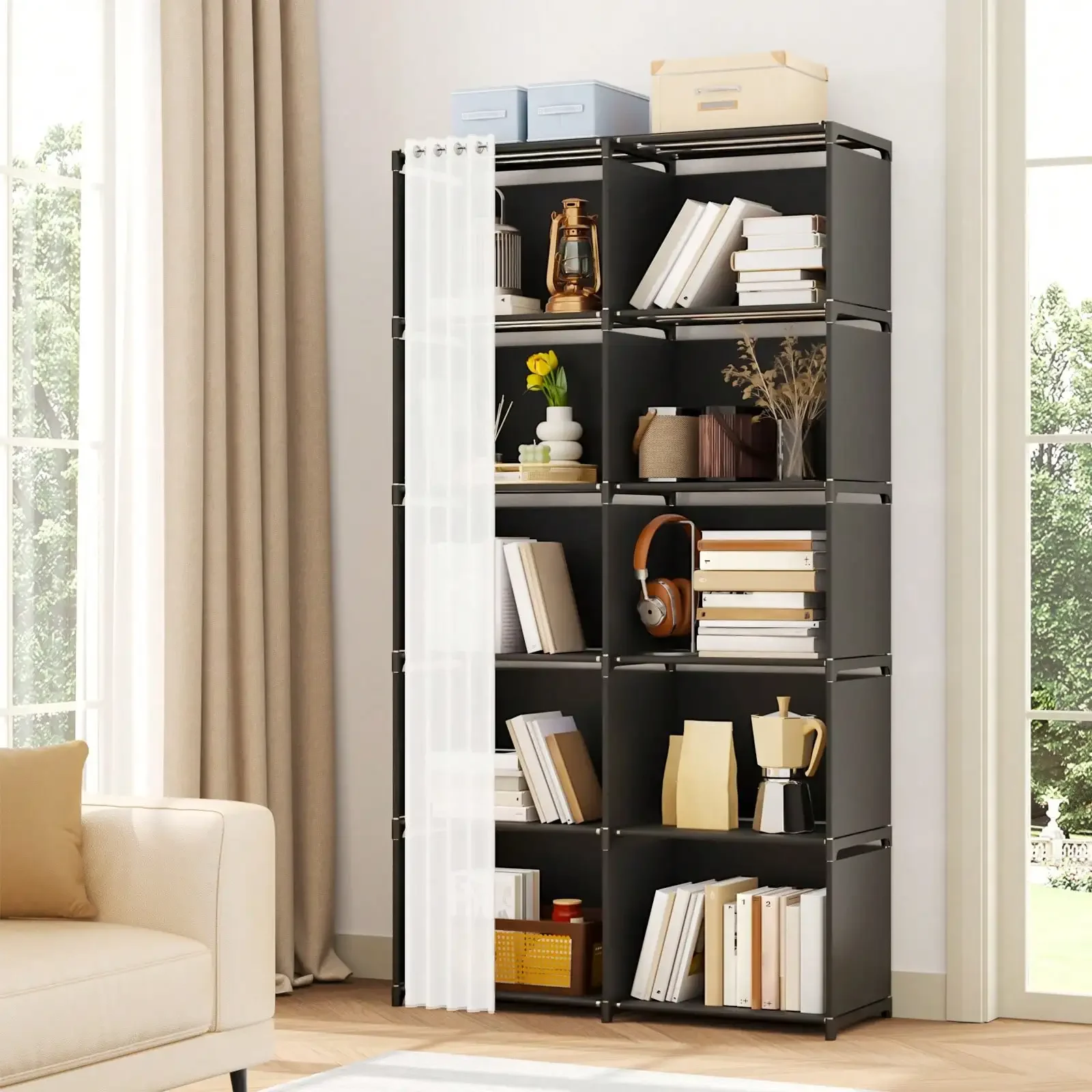 4/10 Compartment Bookshelf Organizer, Saving Book Rack For Living Room, Bedroom, Office – Easy Assembly