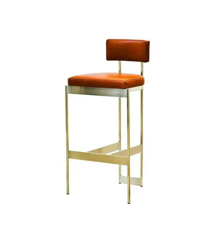 

#Hand Made Brass Gold Bar Stools Luxury Modern High Leather Chair Commercial Furniture Bar Stools for Kitchen