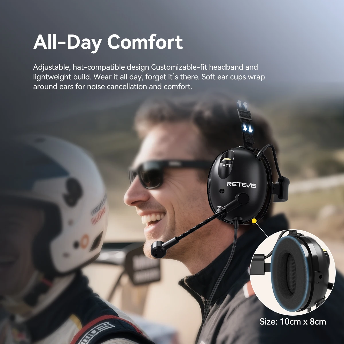 Retevis EHK015 EHK016 ANC Kopfhörer 2Pin Active Noise Cancelling Walkie Talkie Headset Radio Zubehör für Retevis H777 RT3S – Detail 7