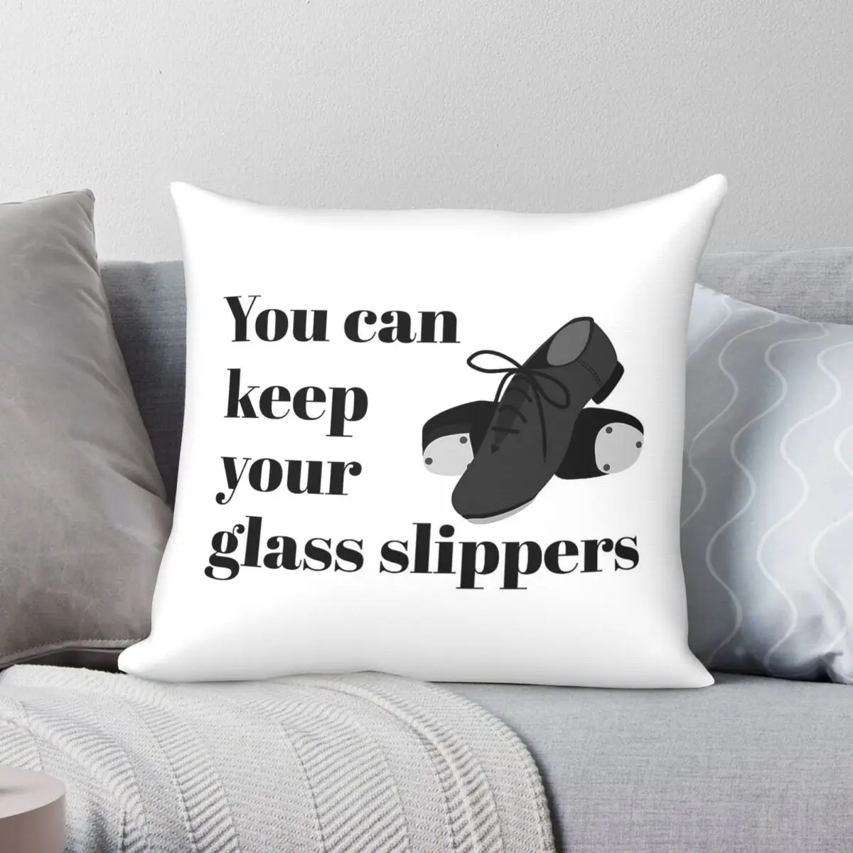 Tap Dance Glass Slippers Square Pillowcase Polyester Linen Velvet Printed Decor Pillow Case Car Cushion Cover Wholesale 45x45