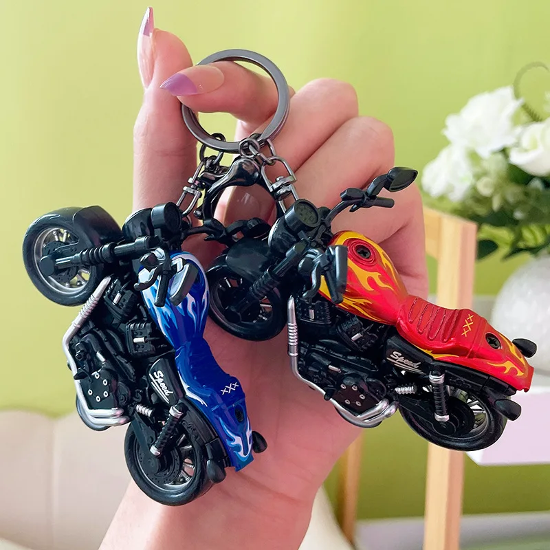 1pc Creative 3D Motorcycle Shaped Car Keychain Purse BagPendant Decoration Accessories Gift For Men