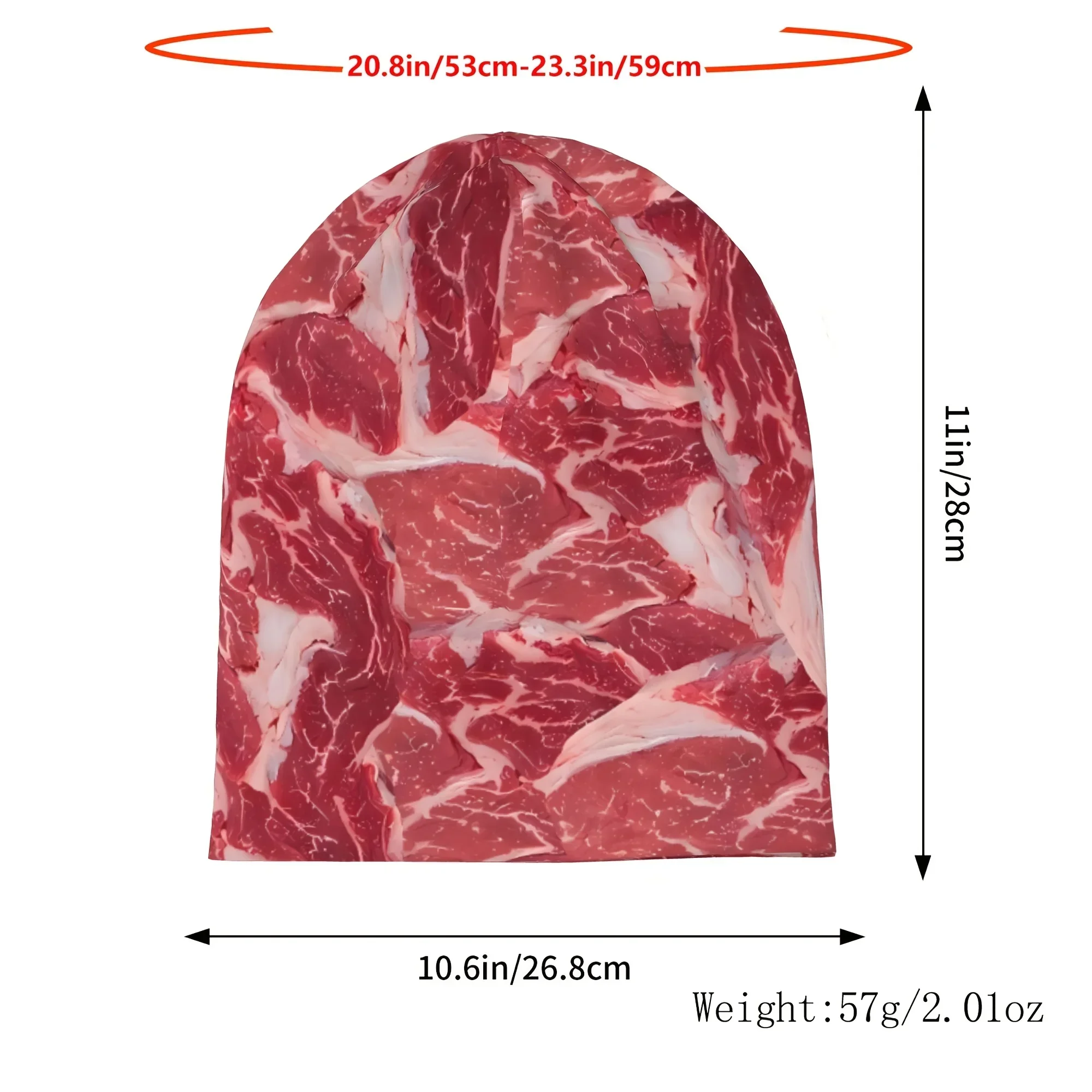 Custom Trendy Beef-Patterned Beanie Hats For Men