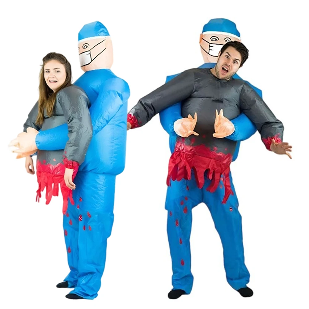 Halloween Carnival Essential Adult Cosplay Super Scary Surgeon Half-body Zombie Inflatable Costume Party Performance