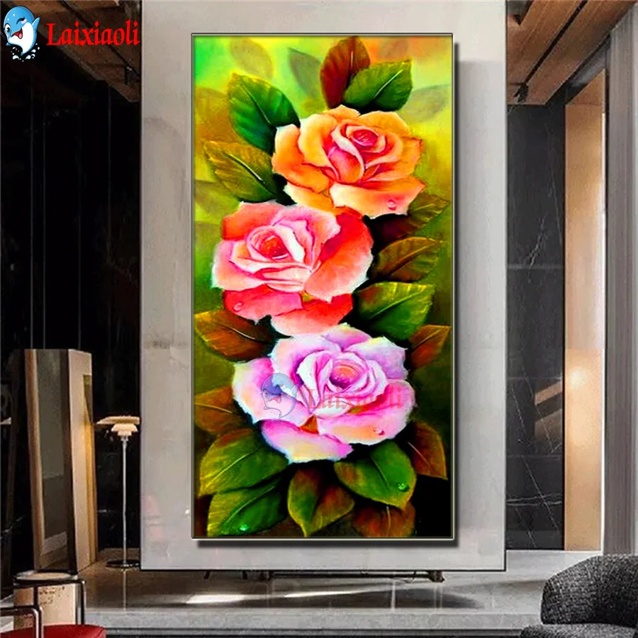 

New Gift,5D DIY Diamond Painting Purple Red Rose Full Drill Square Round Diamonds Embroidery Flower big size Entrance Wall art