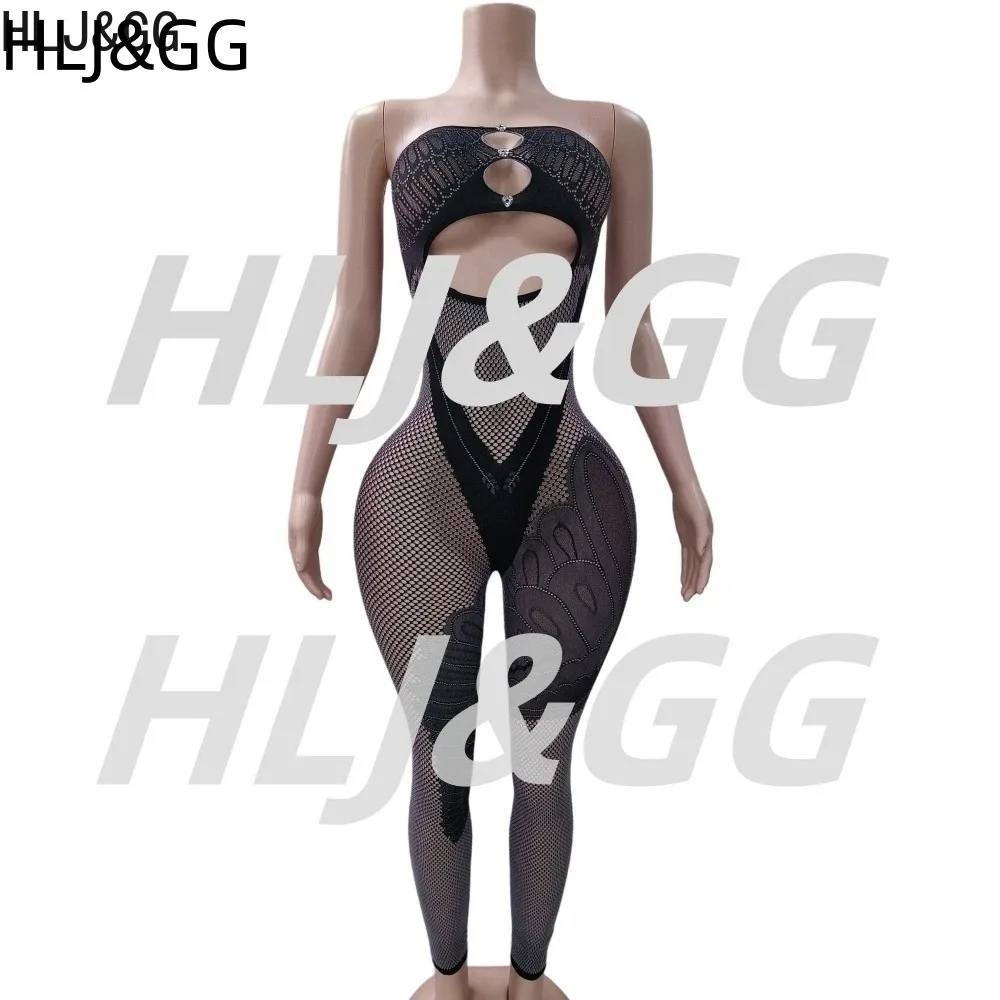 بدلة قفز مثيرة مكشوفة الأكتاف من HLJ&GG قطعة واحدة بدلة قفز نسائية بدون أكمام وظهر نحيف موضة قابلة للتمدد بشكل عام
