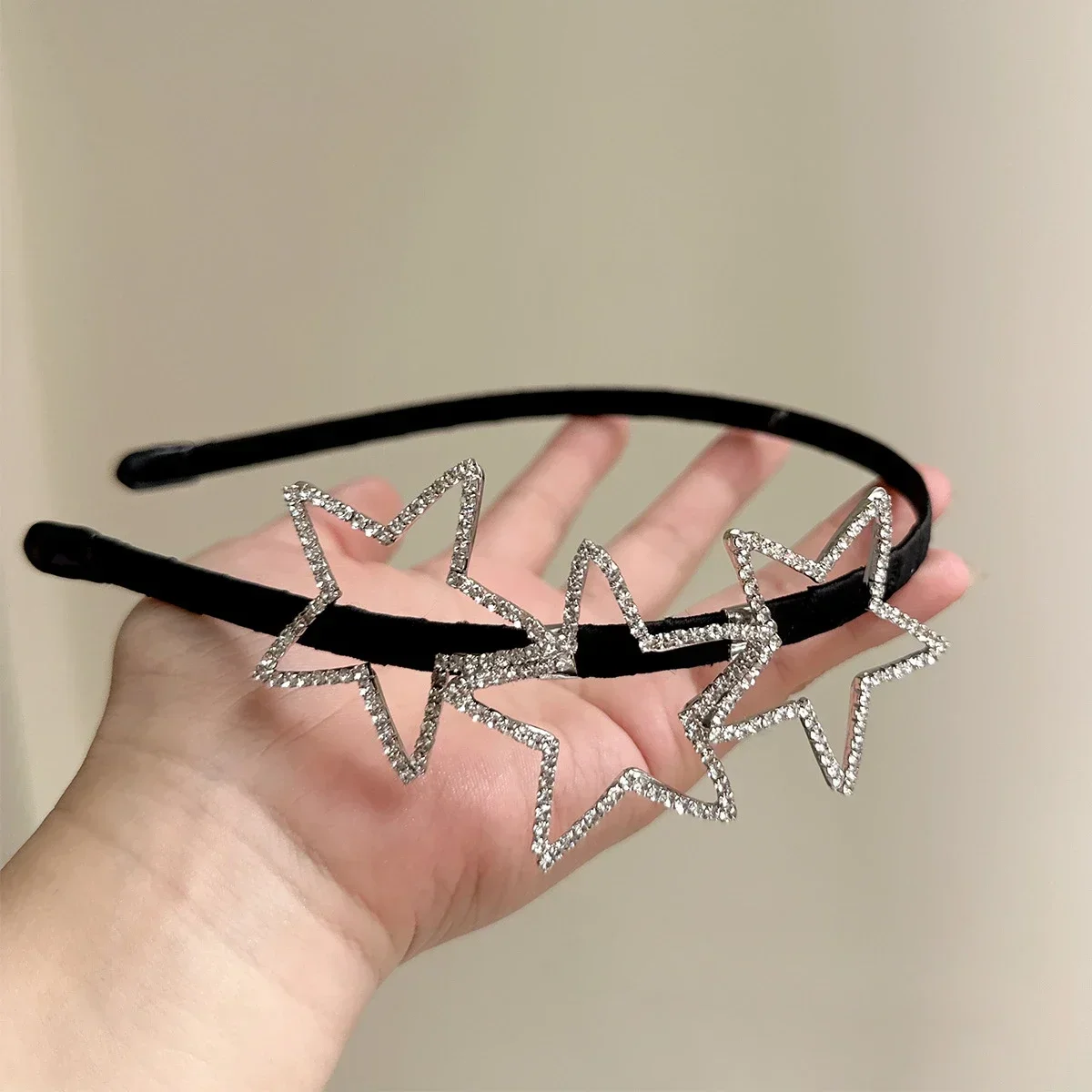 Rhinestone Star Headband Women Girls Crystal Bridal Hollow Out Headband Glitter Shiny Hair Hoop Elegant Hair Accessories