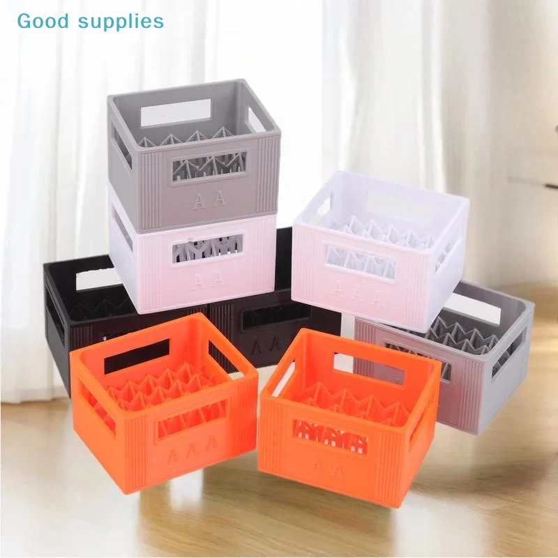 Functional 3D Printed AA & AAA Battery Organizer; Unique Beer Crate Design, Self-Stacking Storage Box for Home Use
