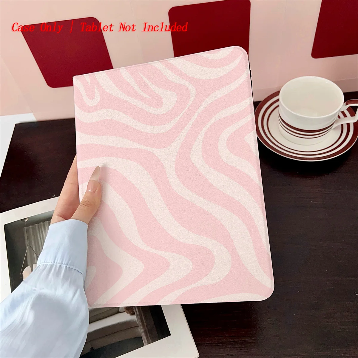 

Soft Pink & White Prints iPad Case for Mini 5/6/7 7.9/8.3 Shockproof Silicone Bumper with Stand