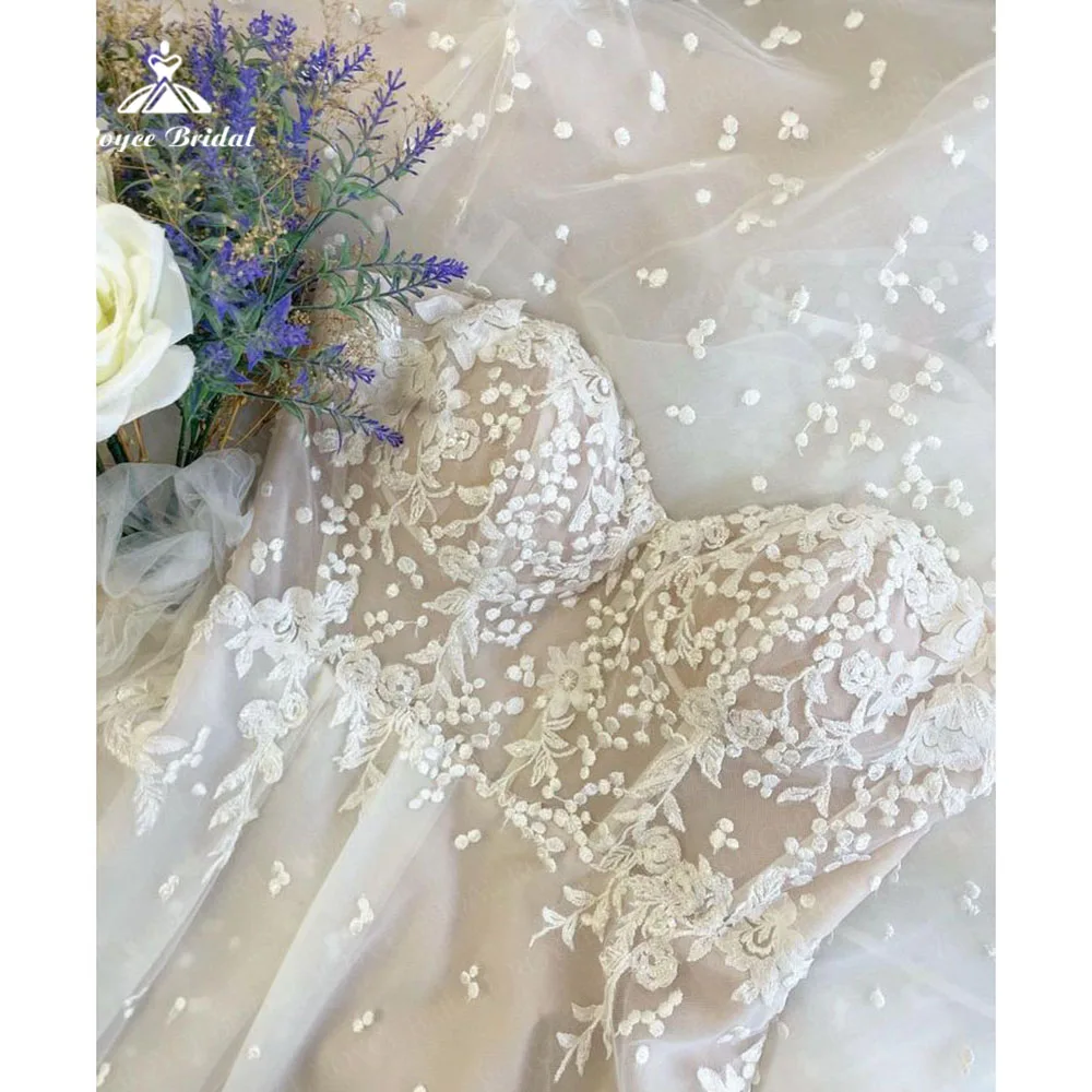 Vestido de novia con escote Corazón, manga vestidos elegantes para las mujeres, 2023 apliques, encaje, tul, tren de corte