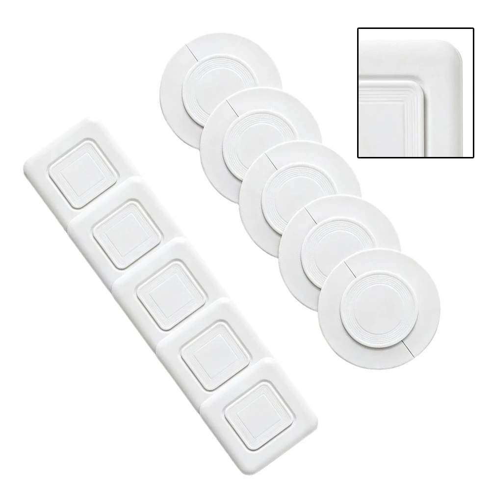 10Pcs AC Wall Hole Covers Set: Waterproof ABS Decorative Plates For Air Conditioner Pipe Concealment Indoor Outdoor Use White