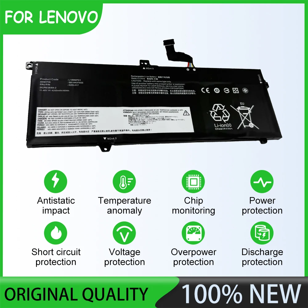 Brand New 11.46V 48Wh L18C6PD1 Notebook Laptop Battery for Lenovo Thinkpad X390 X395 Series Thinkpad X13 1st Gen (2020) Series