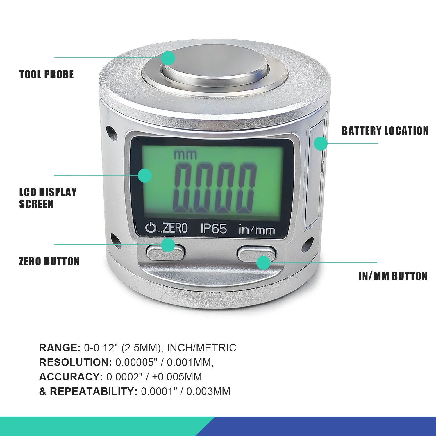 High Precision Digital Display Dustproof Waterproof CNC Z Axis Setter Tool Setting Instrument Dial Indicator 0.001mm